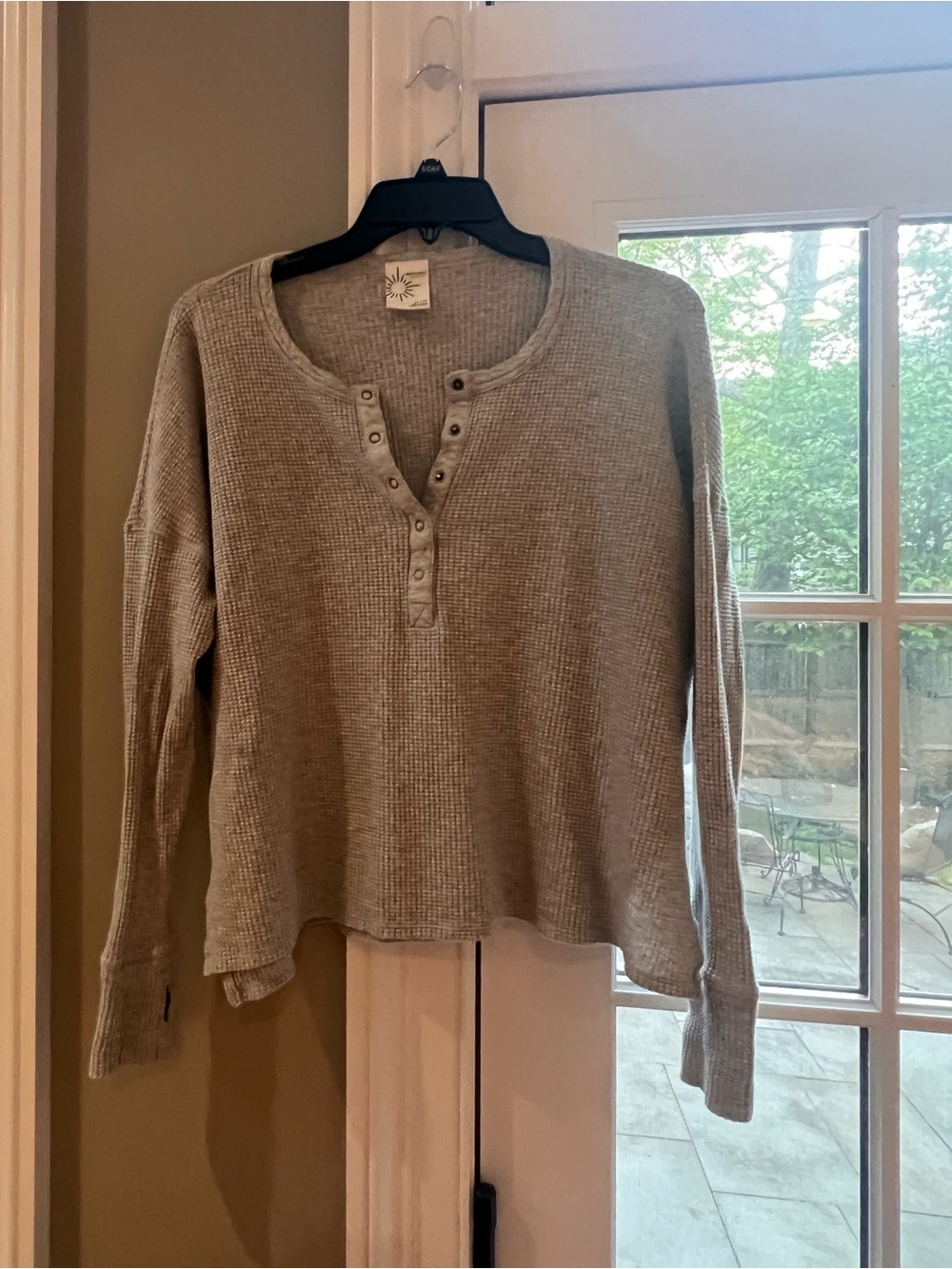 Aerie Offline  Gray Waffle Knit Henley Top